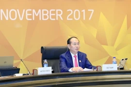 Chủ tịch nước Trần Đại Quang phát biểu bế mạc hội nghị. (Nguồn: TTXVN)