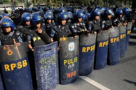 Lực lượng đặc nhiệm Philippines được triển khai bảo vệ khu vực diễn ra Hội nghị cấp cao APEC ở Manila ngày 14/11. (Nguồn: AFP/TTXVN)