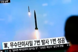 Vụ phóng tên lửa của Triều Tiên ngày 16/10/2016. (Nguồn: EPA/TTXVN)