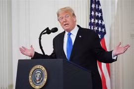 Tổng thống Mỹ Donald Trump trong cuộc họp báo tại Washington, DC., sau bầu cử Quốc hội giữa nhiệm kỳ ngày 7/11/2018. (Nguồn: AFP/TTXVN) 