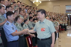 Tổng Bí thư Đảng Cộng sản Trung Quốc, Chủ tịch Trung Quốc Tập Cận Bình, tại cuộc họp của Quân ủy Trung ương về xây dựng đảng ở Bắc Kinh ngày 19/8. (Nguồn: THX/TTXVN)