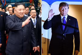 Tổng thống Mỹ Donald Trump (phải) và Chủ tịch Triều Tiên Kim Jong-un (trái) tới Việt Nam để dự Hội nghị thượng đỉnh Mỹ- Triều lần hai, ngày 26/2/2019. (Nguồn: Yonhap/TTXVN) 