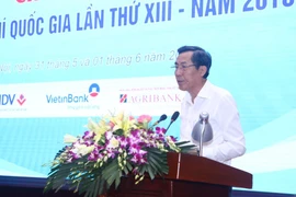 Ông Thuận Hữu, Ủy viên Trung ương Đảng, Chủ tịch Hội Nhà báo Việt Nam, Tổng Biên tập báo Nhân dân, Chủ tịch Hội đồng Giải báo chí Quốc gia phát biểu tổng kết chấm Chung khảo. (Ảnh: Minh Quyết/TTXVN)