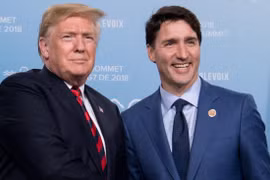 Tổng thống Mỹ Donald Trump và Thủ tướng Canada Justin Trudeau. (Nguồn: AFP) 