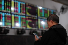 Nhà đầu tư theo dõi tỷ giá chứng khoán tại thành phố Vũ Hán, tỉnh Hồ Bắc, miền trung Trung Quốc ngày 8/1. (Nguồn: AFP/TTXVN)