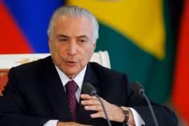 Tổng thống Brazil Michel Temer tại một sự kiện ở Moskva, trong chuyến thăm Nga ngày 21/6. (Nguồn: EPA/TTXVN)