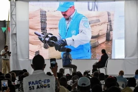 Lễ bàn giao vũ khí của FARC ở Buenos Aires, Cauca thuộc Colombia ngày 13/6. (Nguồn: AFP/TTXVN)