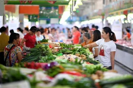 Người dân mua sắm tại một khu chợ ở Hải Nam, Trung Quốc. (Nguồn: AFP/TTXVN) 