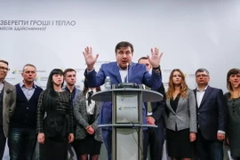 Cựu Tổng thống Gruzia Mikhail Saakashvili tại cuộc họp báo ở Kiev, Ukraine ngày 11/11. (Nguồn: EPA/TTXVN)