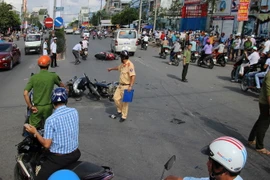 Hiện trường vụ tai nạn. (Ảnh: Huỳnh Thế Anh/TTXVN)