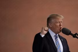 Tổng thống Donald Trump phát biểu tại Lynchburg, bang Virginia ngày 13/5. (Nguồn: AFP/TTXVN)