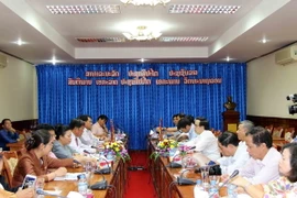 Một trong những hoạt động trong Cuộc giao lưu truyền thống giữa hai Ban. (Ảnh: Phạm Kiên/Vietnam+)