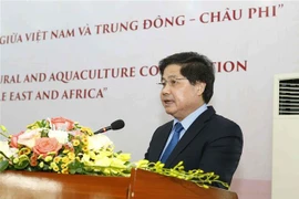Thứ trưởng Bộ Nông nghiệp và Phát triển Nông thôn Lê Quốc Doanh phát biểu. (Ảnh: Văn Điệp/TTXVN) 