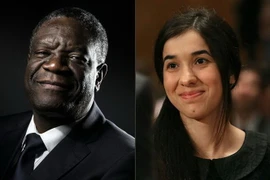 Bác sỹ người Congo Denis Mukwege (trái) và cô Nadia Murad, nhà hoạt động nhân quyền người Yazidi, được Ủy ban Nobel Na Uy trao giải Nobel Hòa bình 2018. (Nguồn: AFP/TTXVN)