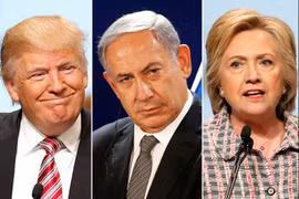 Tỷ phú Donald Trump (trái), cựu Ngoại trưởng Hillary Clinton (phải) lần lượt gặp Thủ tướng Israel Benjamin Netanyahu. (Nguồn: Reuters)