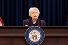 Chủ tịch Fed Janet Yellen phát biểu trong cuộc họp báo ở thủ đô Washington, Mỹ. (Nguồn: THX/TTXVN)