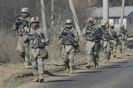 Binh lính Mỹ trong một cuộc tập trận với Hàn Quốc ngày 7/2. (Nguồn: AFP/TTXVN)