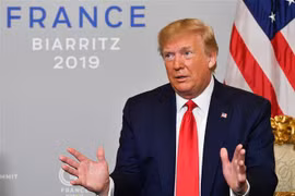 Tổng thống Mỹ Donald Trump phát biểu tại Biarritz, Pháp, ngày 26/8/2019. (Nguồn: AFP/TTXVN) 