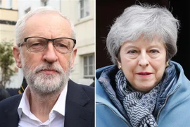 Thủ tướng Theresa May (phải) và thủ lĩnh Công đảng ông Jeremy Corbyn (trái). (Nguồn: AFP/TTXVN) 