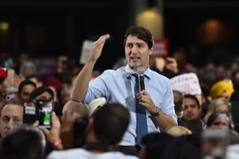 Thủ tướng Canada Justin Trudeau trong cuộc vận động tranh cử cho đảng Tự do cầm quyền tại Vancouver B.C ngày 20/10/2019. (Nguồn: AFP/TTXVN) 