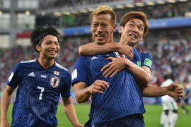Cầu thủ Keisuke Honda của Nhật Bản mừng bàn thắng trong trận đấu với Senegal ở bảng H World Cup 2018 diễn ra ở Yekaterinburg, Nga ngày 24/6. (Nguồn: THX/TTXVN)