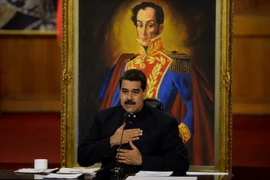 Tổng thống Venezuela Nicolas Maduro phát biểu trong cuộc họp báo tại Caracas ngày 17/10. (Nguồn: AFP/TTXVN)