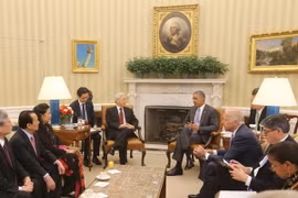 Tổng Bí thư Nguyễn Phú Trọng hội đàm với Tổng thống Hoa Kỳ Barack Obama. (Ảnh: Trí Dũng​/TTXVN)
