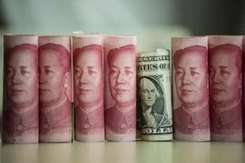 Đồng 100 nhân dân tệ và đồng USD. (Nguồn: AFP/TTXVN)