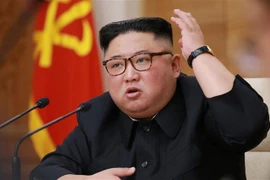 Nhà lãnh đạo Triều Tiên Kim Jong-un tại cuộc họp ở Bình Nhưỡng ngày 10/4/2019. (Nguồn: AFP/TTXVN) 