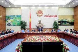 Ủy ban Quốc gia APEC 2017 tiến hành Phiên họp thứ 6 dưới sự chủ trì của Phó Thủ tướng Chính phủ, Bộ trưởng Bộ Ngoại giao, Chủ tịch Uỷ ban Phạm Bình Minh. (Ảnh: Phạm Kiên/TTXVN)