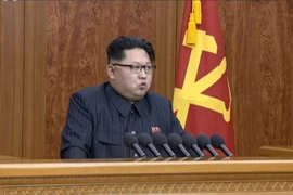 Nhà lãnh đạo Triều Tiên Kim Jong-un có bài phát biểu đầu Năm mới tại Bình Nhưỡng ngày 1/1. (Nguồn: Yonhap/ TTXVN)