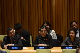 Ủy viên Bộ Chính trị, Phó Chủ tịch Thường trực Quốc hội Tòng Thị Phóng tham dự khai mạc phiên điều trần thường niên giữa Liên minh Nghị viện Thế giới và Liên hợp quốc. (Ảnh: Nguyễn Hữu Hoàng/TTXVN)