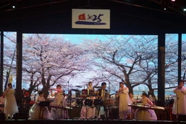 Tiết mục biểu diễn nghệ thuật của các nghệ sỹ Hàn Quốc tại đêm khai mạc. (Ảnh: Đỗ Trưởng/TTXVN)