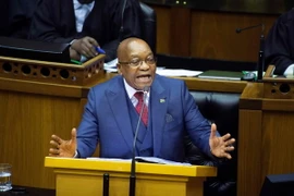 Tổng thống Nam Phi Jacob Zuma phát biểu tại phiên họp ở Cape Town ngày 2/11/2017. (Nguồn: AFP/TTXVN)