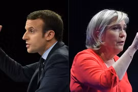 Ứng cử viên Emmanuel Macron (trái) và ứng cử viên Marine Le Pen (phải). (Nguồn: AFP/TTXVN)