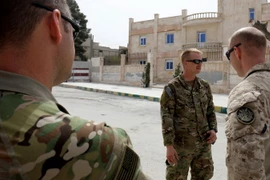 Binh sỹ Mỹ tại thị trấn Manbij, miền Bắc Syria ngày 22/3. (Nguồn: AFP/TTXVN)