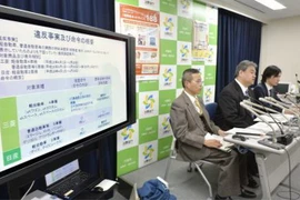 Cơ quan Các vấn đề người tiêu dùng Nhật Bản họp báo về việc Mitsubishi Motors thông tin sai lệch về hiệu suất nhiên liệu tại cuộc họp báo ở Tokyo ngày 27/1. (Nguồn: Kyodo/TTXVN) 