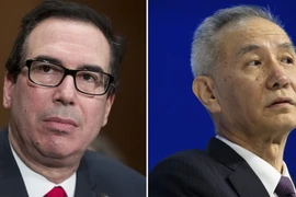 Bộ trưởng Tài chính Mỹ Steven Mnuchin (trái) và Phó Thủ tướng Trung Quốc Lưu Hạc. (Nguồn: EPA-EFE/TTXVN)