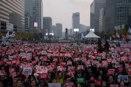 Biểu tình tại Seoul ngày 5/11, đòi Tổng thống Park Geun-Hye từ chức. (Nguồn: AFP/TTXVN)