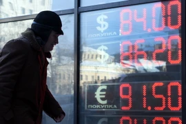 Bảng tỷ giá đồng ruble của Nga so với các đồng ngoại tệ tại thủ đô Moskva ngày 21/1. (Nguồn: THX/TTXVN)
