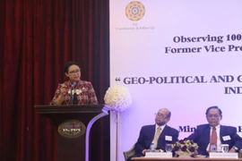 Bộ trưởng Ngoại giao Indonesia, bà Retno Marsudi, phát biểu tại hội thảo. (Ảnh: Đỗ Quyên/Vietnam+)