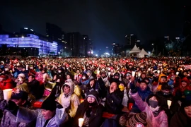 Người biểu tình yêu cầu Tổng thống từ chức ở Seoul ngày 26/11/2016. (Nguồn: EPA/TTXVN)