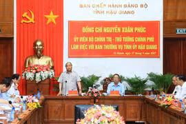 Thủ tướng Nguyễn Xuân Phúc phát biểu tại buổi làm việc. (Ảnh: Thống Nhất/TTXVN)