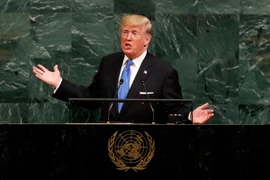 Tổng thống Mỹ Donald Trump phát biểu tại Khóa họp thứ 72 Đại hội đồng Liên hợp quốc ở New York (Mỹ) ngày 19/9. (Nguồn: THX/TTXVN)
