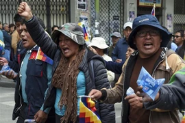 Người dân tham gia biểu tình ủng hộ cựu Tổng thống Evo Morales tại La Paz, Bolivia, ngày 13/11/2019. (Nguồn: AFP/ TTXVN) 
