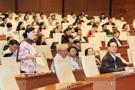 Đại biểu Quốc hội Thành phố Hồ Chí Minh Nguyễn Thị Quyết Tâm chất vấn tại hội trường. (Ảnh: Doãn Tấn/TTXVN)