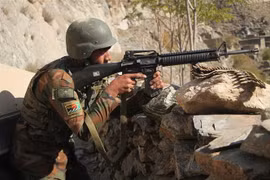 Lực lượng an ninh Afghanistan trong chiến dịch truy quét IS tại khu vực Nazyan, tỉnh Nangarhar. (Nguồn: THX/TTXVN) 
