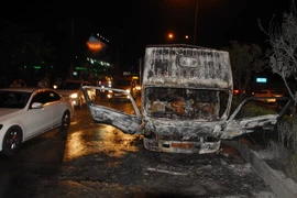 Hiện trường vụ cháy. (Ảnh: Mạnh Linh/TTXVN)