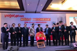 Quang cảnh buổi lễ công bố mở đường bay. (Ảnh: Đỗ Quyên/Vietnam+)