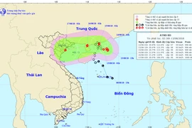Vị trí và đường đi của bão. (Nguồn: nchmf.gov.vn)